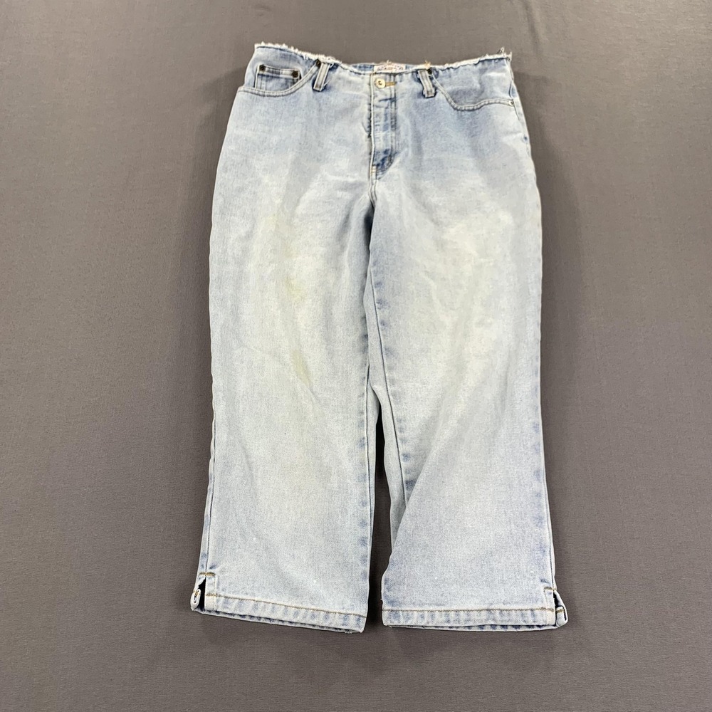 Carolina Blues Capri Jeans Womens 12 Light Wash Denim High Rise Cowgirl Zip Hem